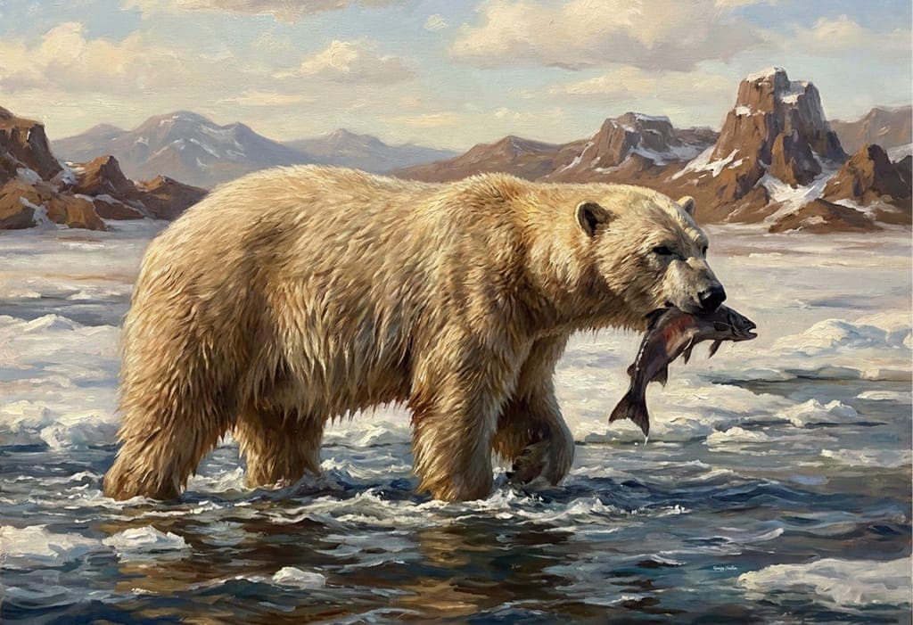 Male Polar Bear Fishing