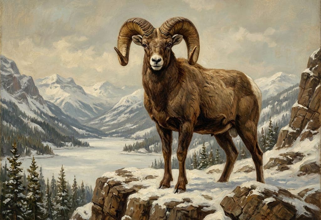 Portrait Of A Bighorn Ram
